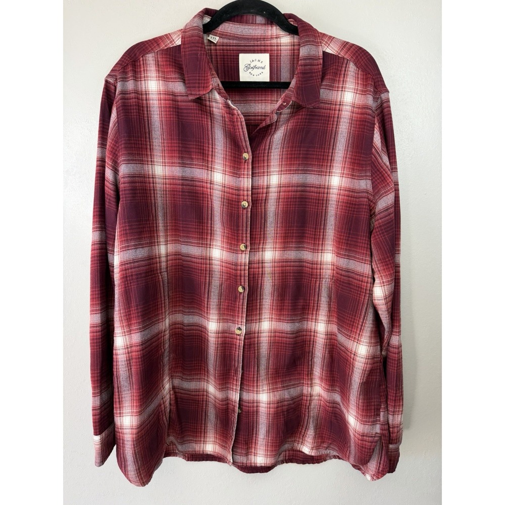 Jachs Girlfriend Red Plaid Flannel‎ Shirt Size XXL